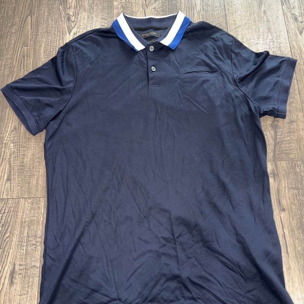 Banana Republic Dark Blue Polo with White Trim